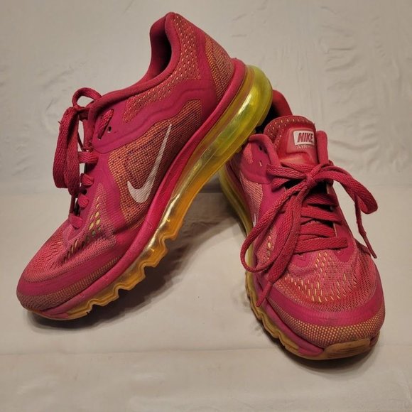 Nike 2013 Air Max Pink Yellow Ladies Running Shoes 621078-687 Women's US Size 7 - Picture 2 of 11